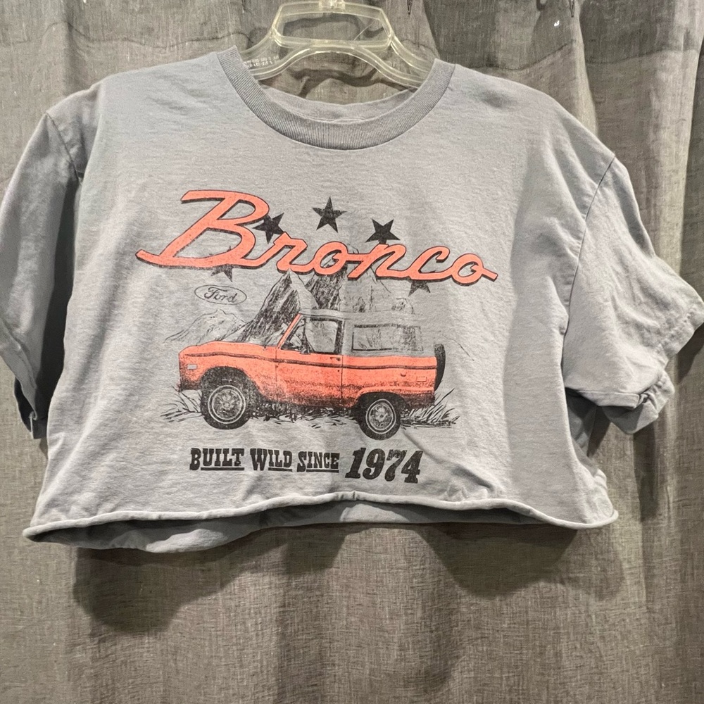 Ford Bronco women’s cutoff T-Shirt in Gray and Orange